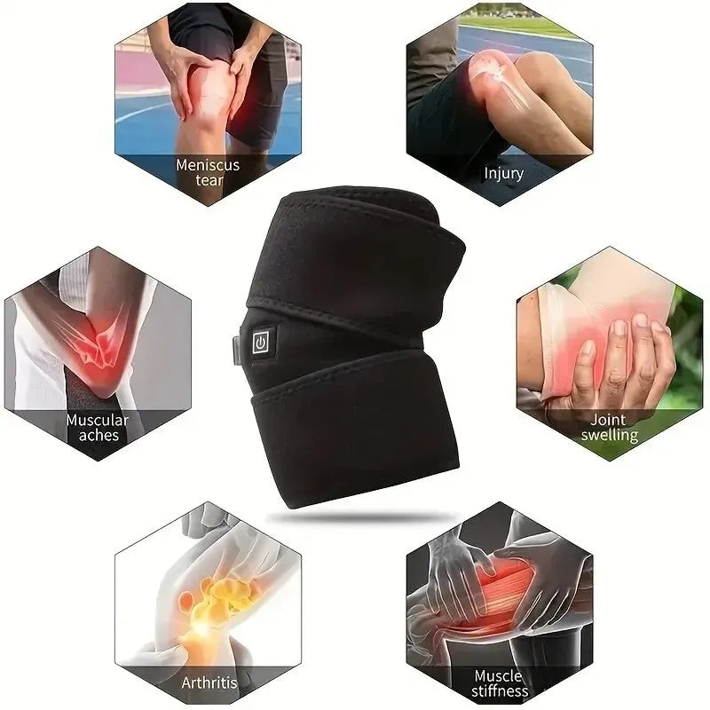 Heated Therapy Knee Brace with USB Charging | Electric massager heating pad