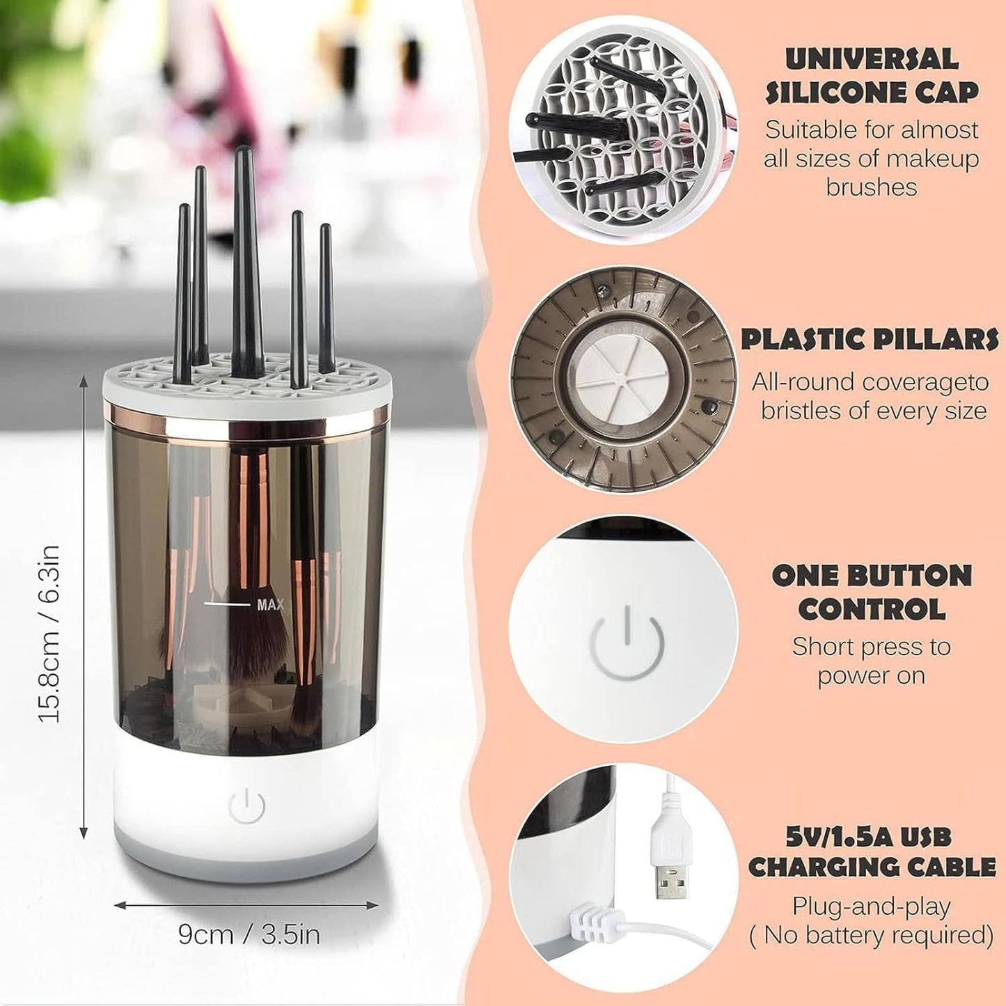 Electric Makeup Brush Cleanser | Automatic Makeup Brush Cleanser Machine