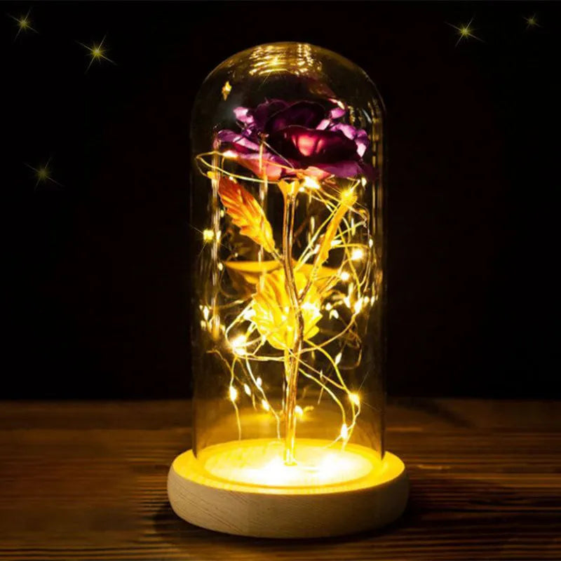 Eternal Life Flower Gold Foil Rose Valentine Gift Creative Gift LED Night Light