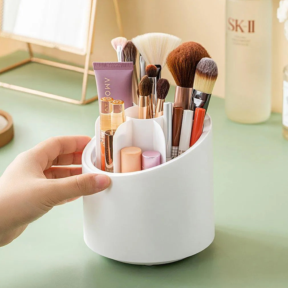 Rotating Makeup Brush Holder with Dustproof Lid | Cosmetic Brush Case