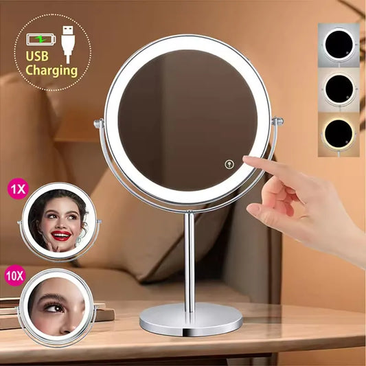 **LED Touch Screen Makeup Mirror – Dimmable Light Vanity Mirror**