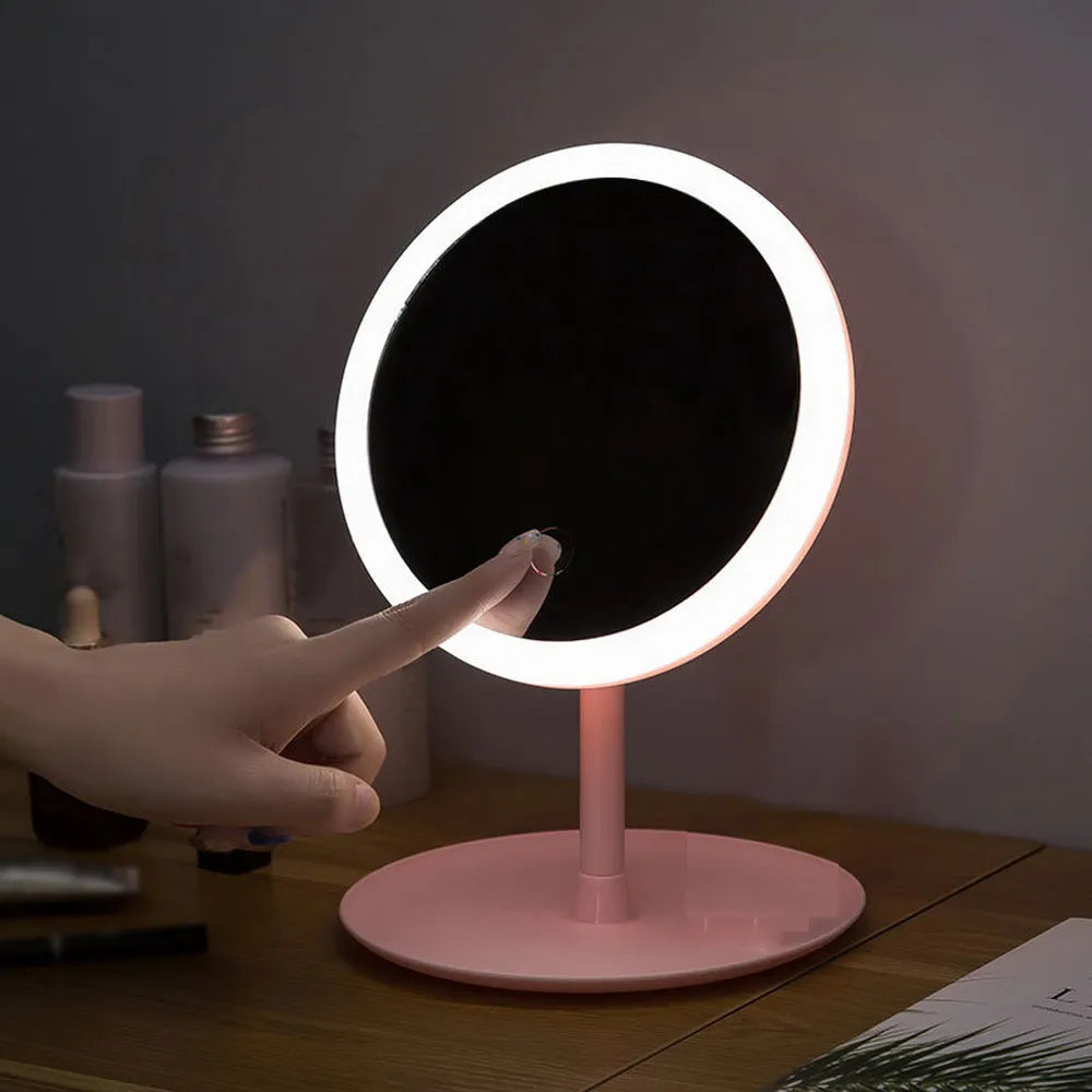 **LED Touch Screen Makeup Mirror – Dimmable Light Vanity Mirror**