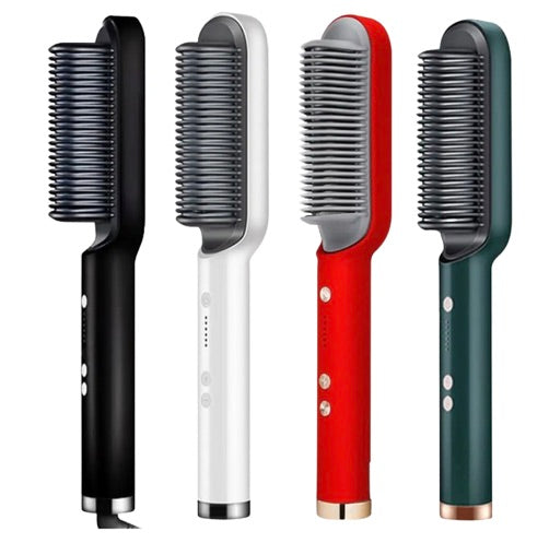 2-in-1 Hair Straightening Brush | Heated Comb & Styling Tool
