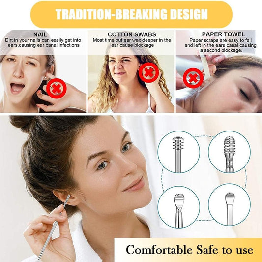 **6-Piece Stainless Steel Ear Wax Cleaning Kit | Portable personal Beauty Care**