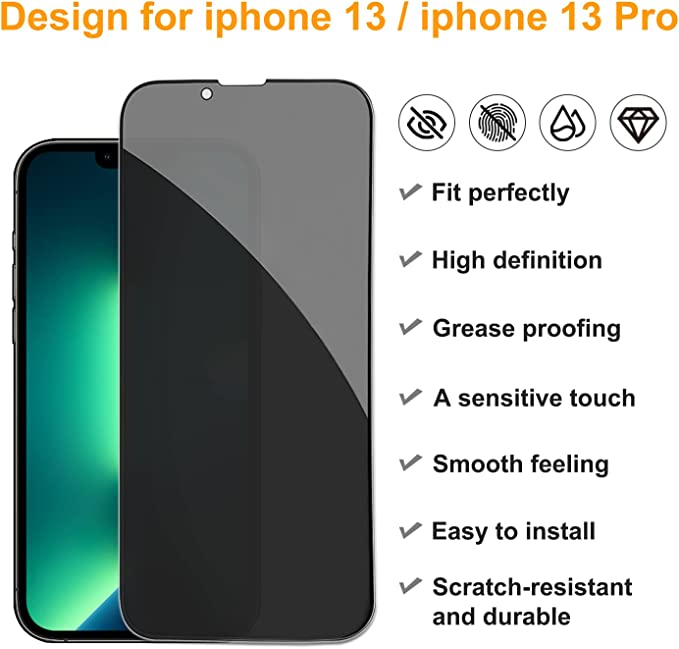 Screen Cover Tempered Glass Privacy Protector Phone Case