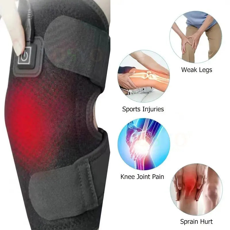 Heated Therapy Knee Brace with USB Charging | Electric massager heating pad