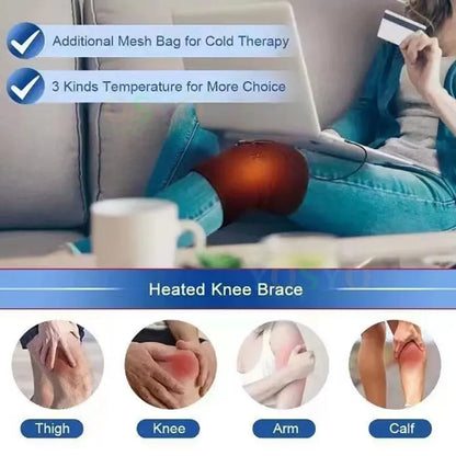 Heated Therapy Knee Brace with USB Charging | Electric massager heating pad