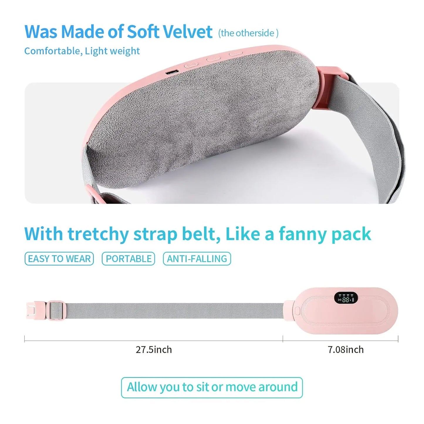 Electric Heating Pad with Vibration Massage & USB Charging | Women pain relief Belt