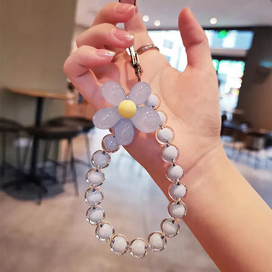 1Pc Colorful Flower Beaded Mobile Phone Charm Strap Chain Lanyard Women Girl Jewelry
