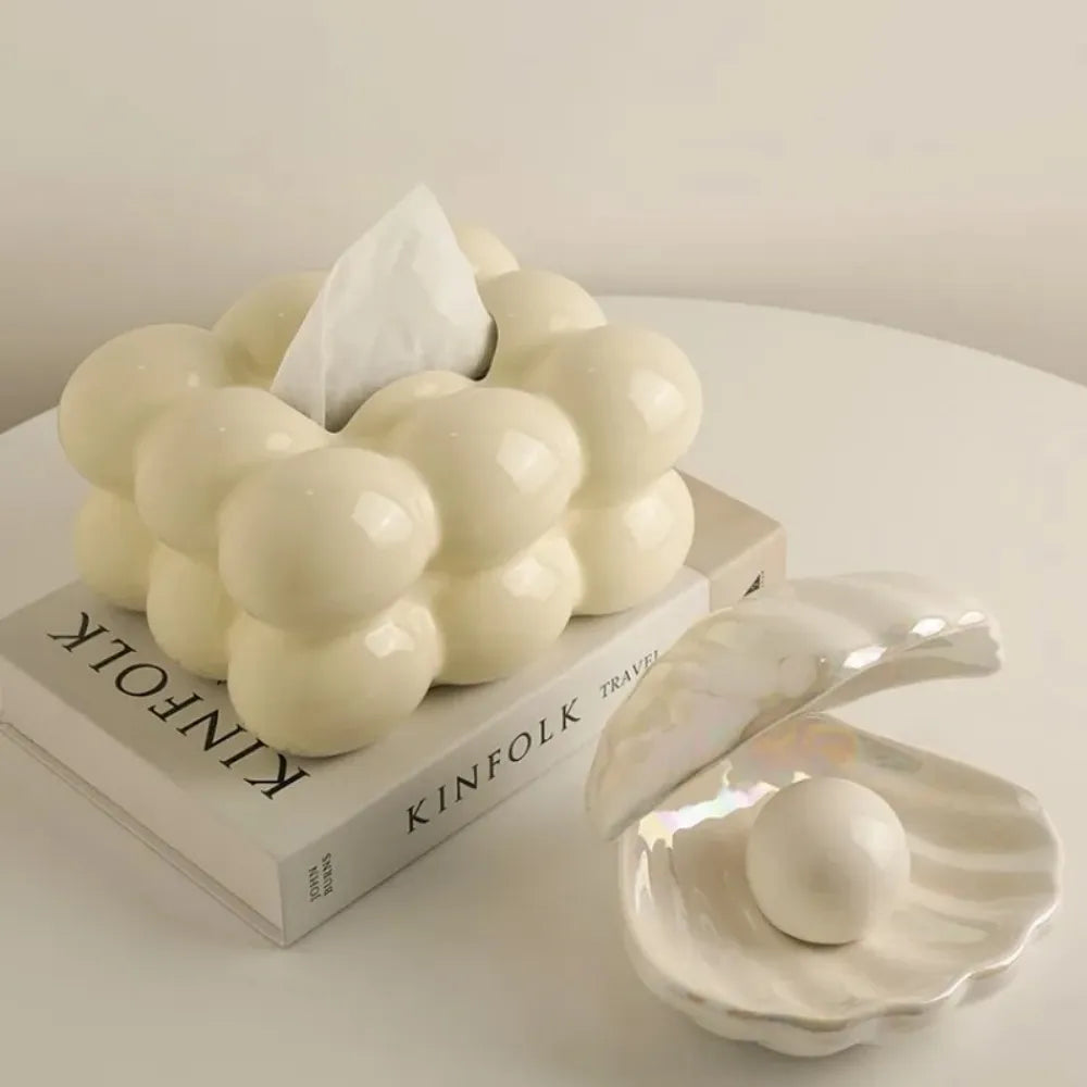 "Light Luxury Bubble Design Tissue Box – Modern Desktop Storage for Home & Office"