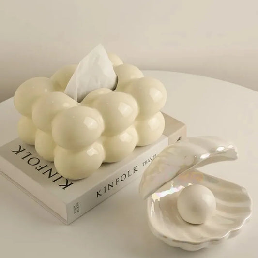 "Light Luxury Bubble Design Tissue Box – Modern Desktop Storage for Home & Office"