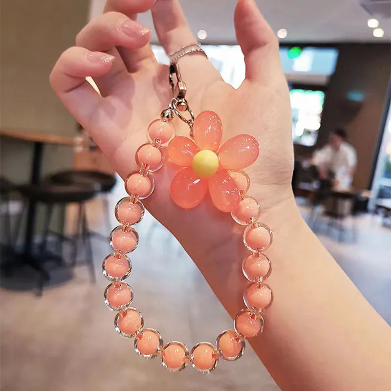 1Pc Colorful Flower Beaded Mobile Phone Charm Strap Chain Lanyard Women Girl Jewelry
