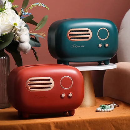 Retro Radio Tissue Box - Vintage Style Desktop Tissue Holder