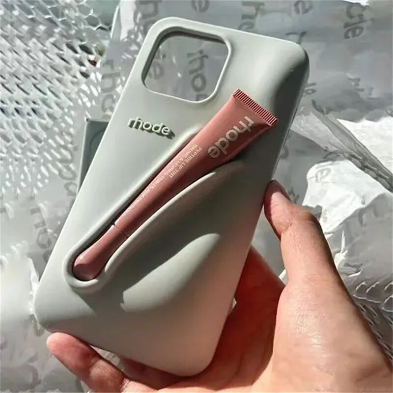 Silicone Fashion DIY Lipstick Make-up Phone Case| Portable Lip Gloss Holder Rhode Cover