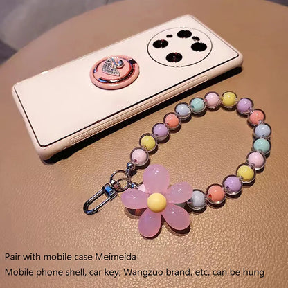 1Pc Colorful Flower Beaded Mobile Phone Charm Strap Chain Lanyard Women Girl Jewelry