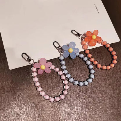 1Pc Colorful Flower Beaded Mobile Phone Charm Strap Chain Lanyard Women Girl Jewelry