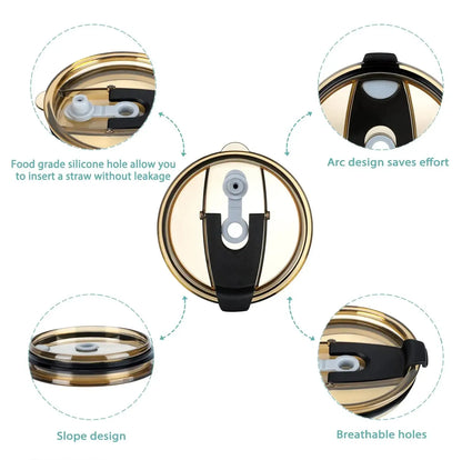 Techmanistan Glass Tumbler with Straw, Lid & Leather Sleeve | Reusable Glass Coffee Tumbler