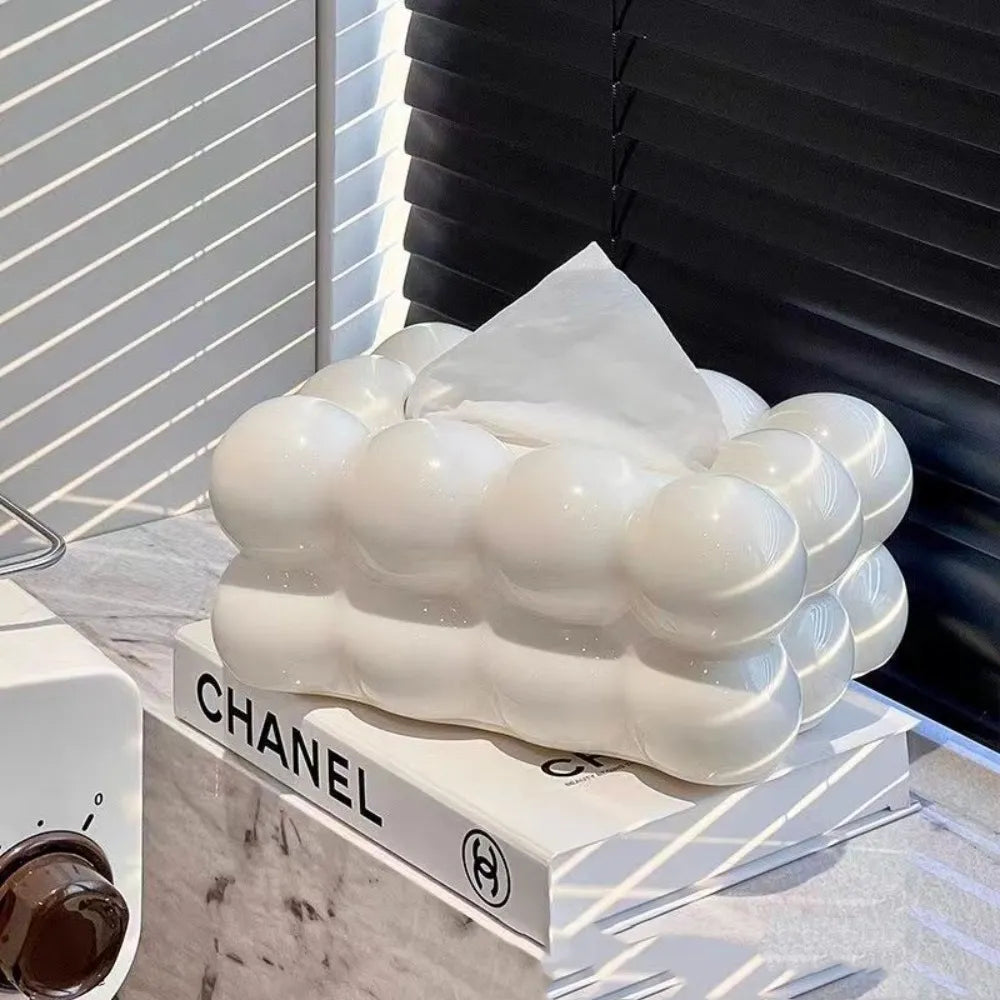 "Light Luxury Bubble Design Tissue Box – Modern Desktop Storage for Home & Office"
