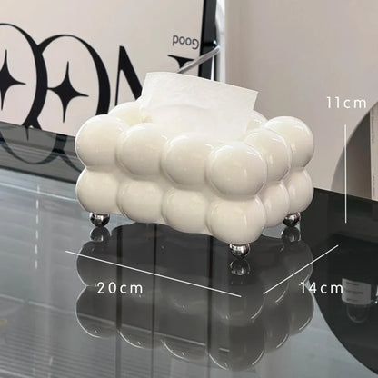 "Light Luxury Bubble Design Tissue Box – Modern Desktop Storage for Home & Office"