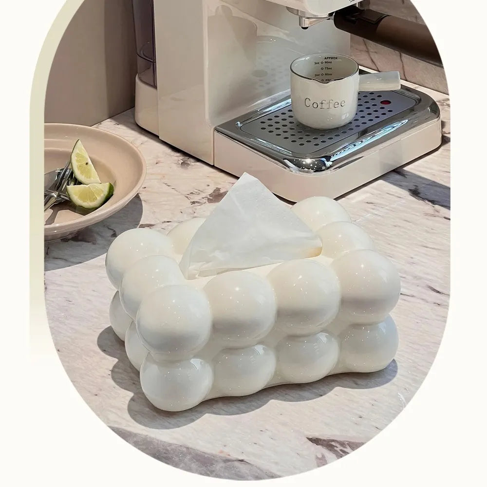 "Light Luxury Bubble Design Tissue Box – Modern Desktop Storage for Home & Office"