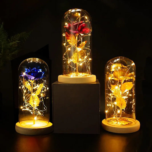 Eternal Life Flower Gold Foil Rose Valentine Gift Creative Gift LED Night Light