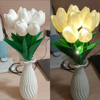 LED Tulip Night Lights Artificial Banquet Flowers Tulip Table Lamp Bedroom Night Lamp