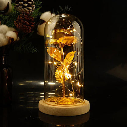 Eternal Life Flower Gold Foil Rose Valentine Gift Creative Gift LED Night Light