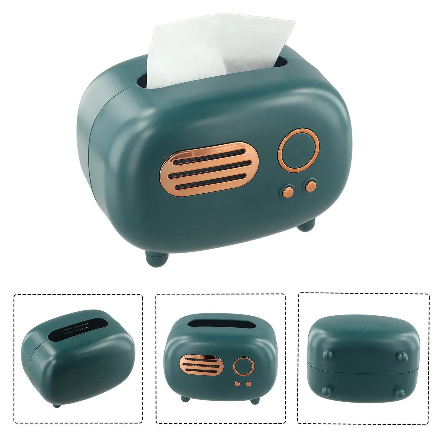 Retro Radio Tissue Box - Vintage Style Desktop Tissue Holder