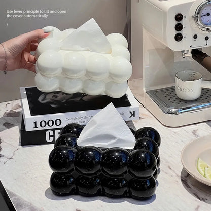 "Light Luxury Bubble Design Tissue Box – Modern Desktop Storage for Home & Office"