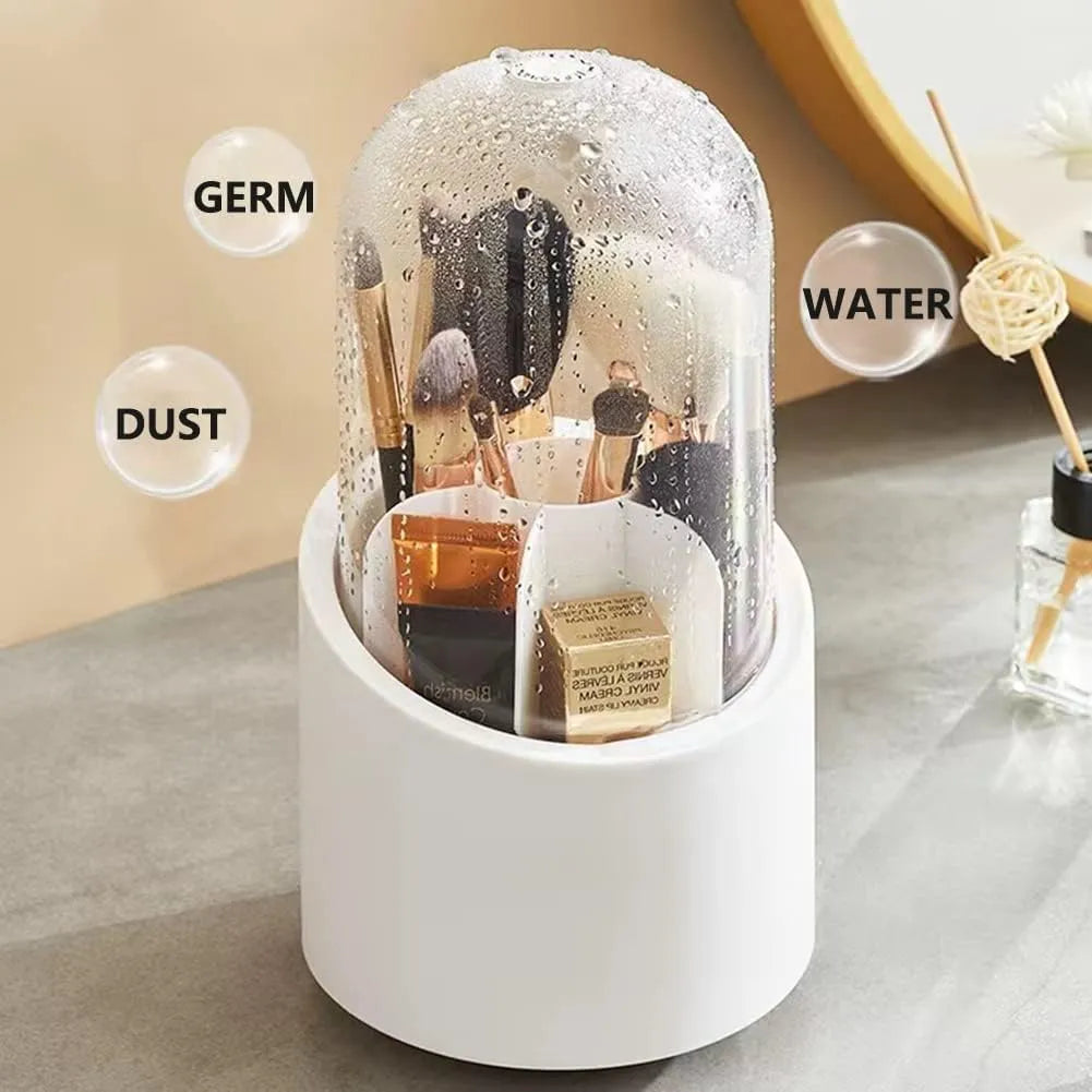 Rotating Makeup Brush Holder with Dustproof Lid | Cosmetic Brush Case