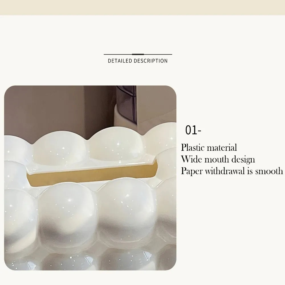 "Light Luxury Bubble Design Tissue Box – Modern Desktop Storage for Home & Office"