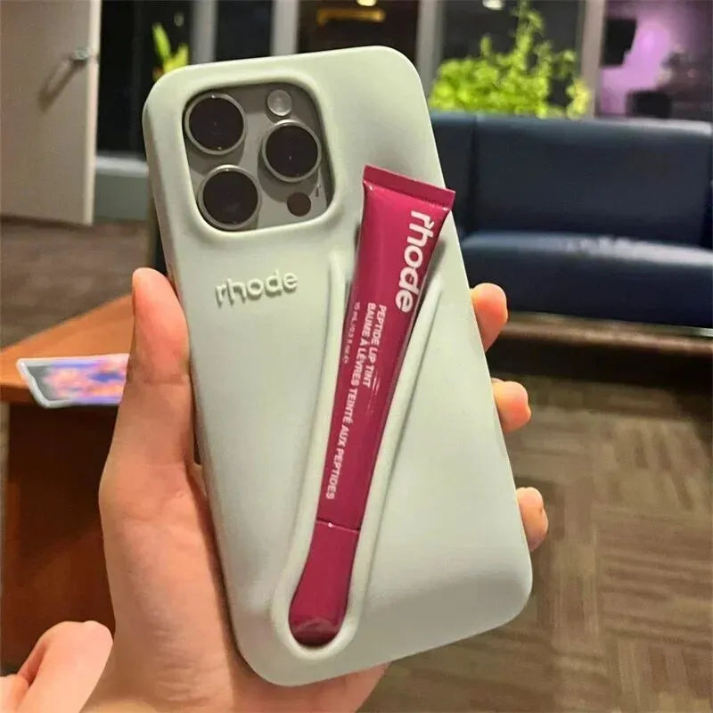 Silicone Fashion DIY Lipstick Make-up Phone Case| Portable Lip Gloss Holder Rhode Cover