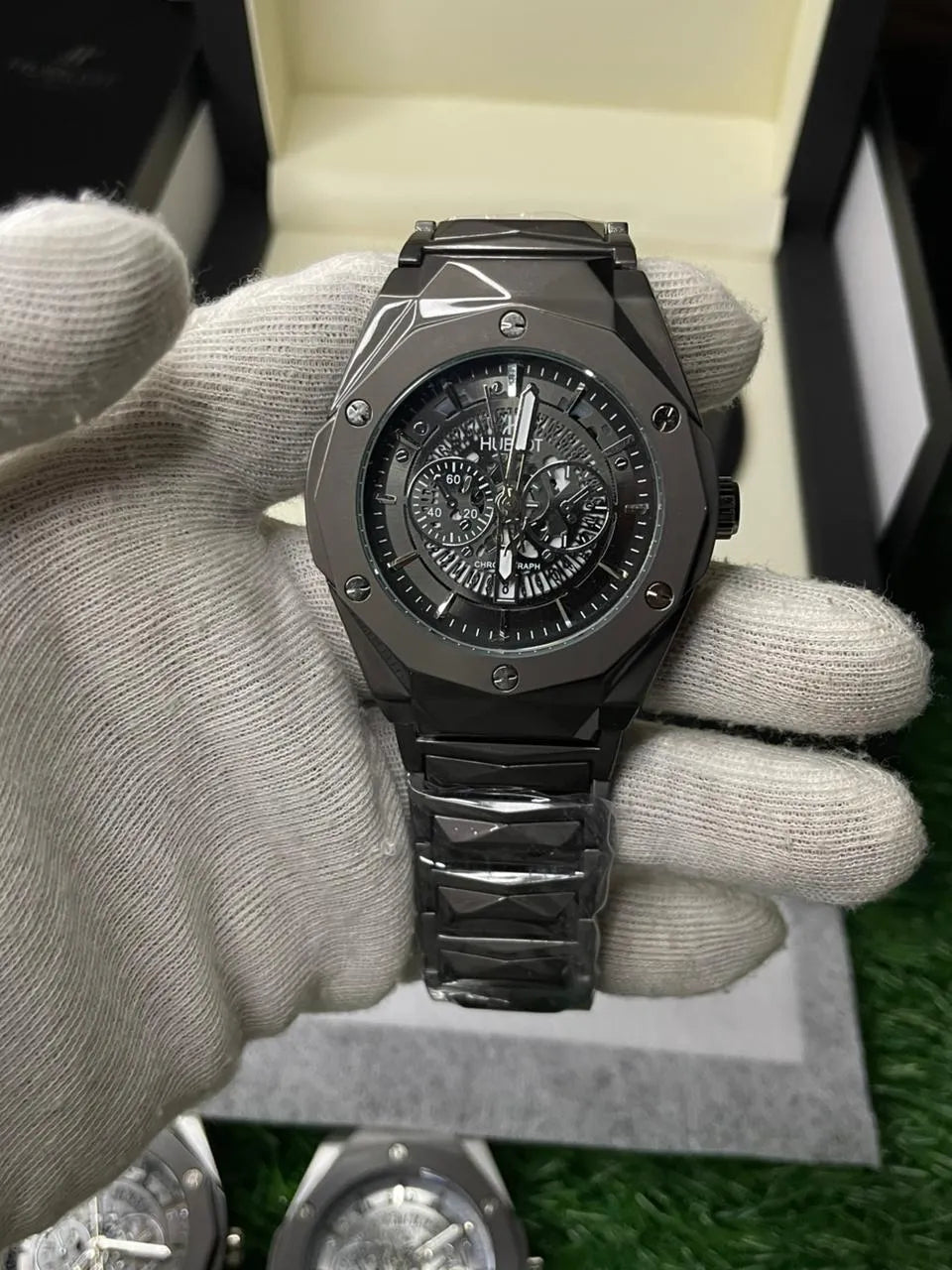 Hublot Chronograph | Black Skeleton Dial Luxury Watch