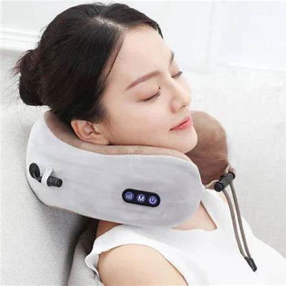 Portable Rechargeable U-Shaped Massage Neck Pillow | Car Cervical Massage Pillow