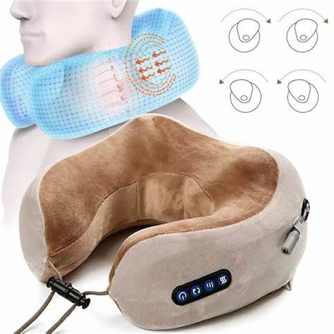 Portable Rechargeable U-Shaped Massage Neck Pillow | Car Cervical Massage Pillow